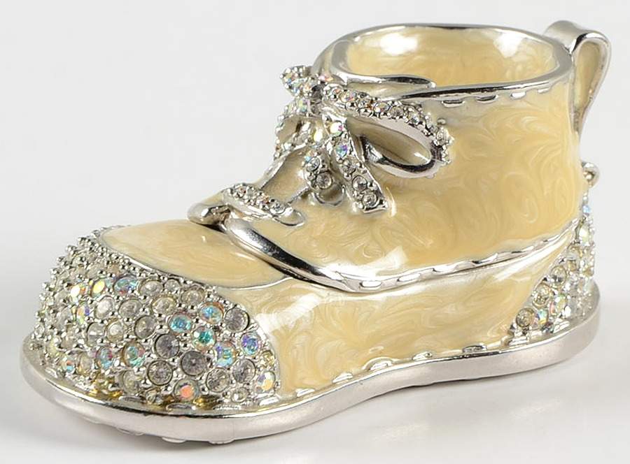 Jay Strongwater Figurine Baby Shoe Box-Cream - Boxed by Jay Strongwater-1