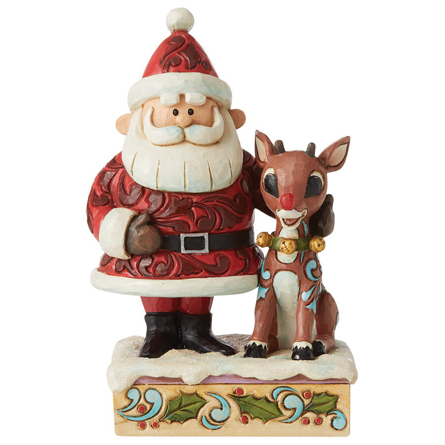 Rudolph the Red-Nosed Reindeer Traditions Santa Hugging Rudolph - Boxed by Jim Shore-1