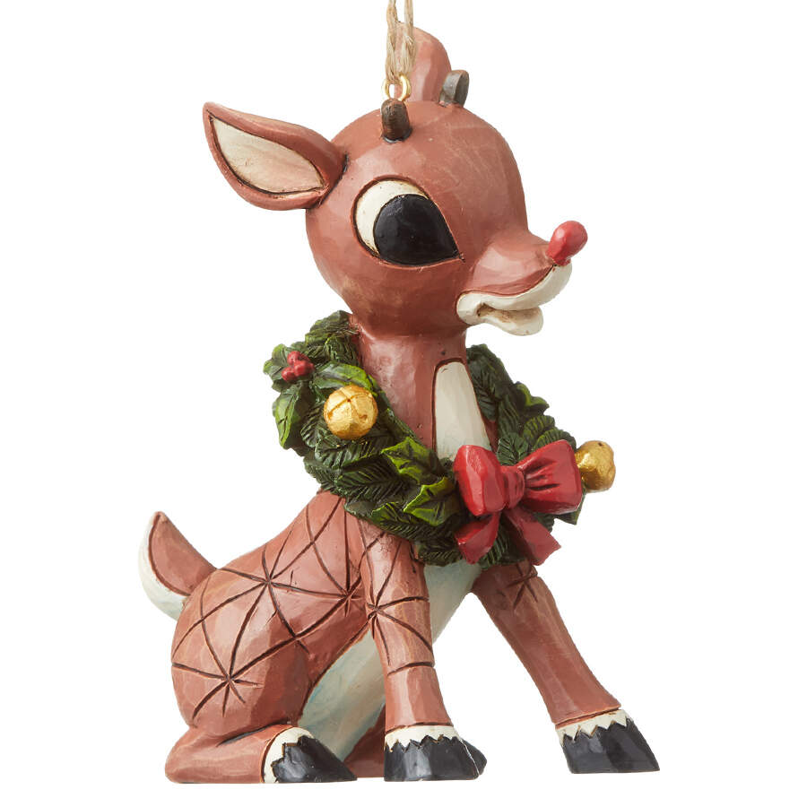 Rudolph Traditions Ornaments Rudolph With Wreath Around Neck - No Box by Jim Shore-1