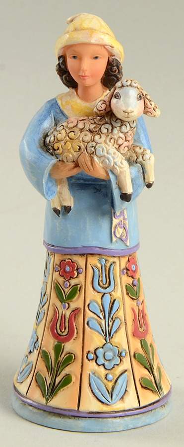 Blue Nativity - Small Shepherd Boy With Lamb - No Box by Jim Shore-1