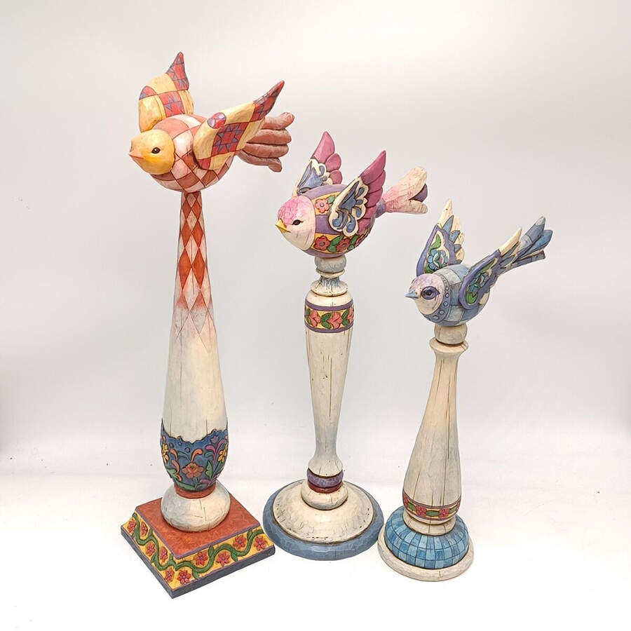 Birds Pedestal Birds Set Of 3 - No Box by Jim Shore-1