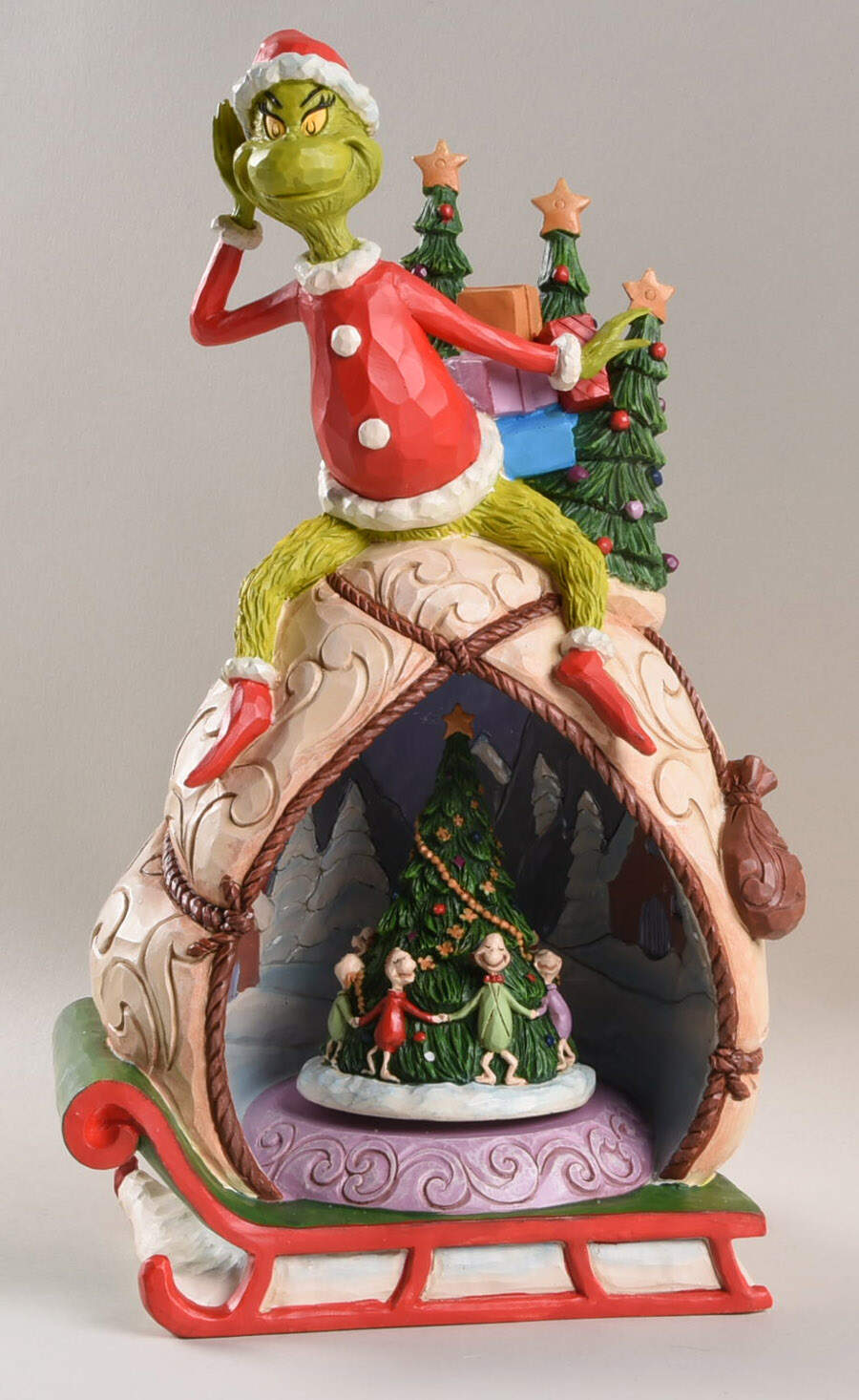 The Grinch - Dr Seuss Grinch With Lighted Rotating Scene - No Box by Jim Shore-1