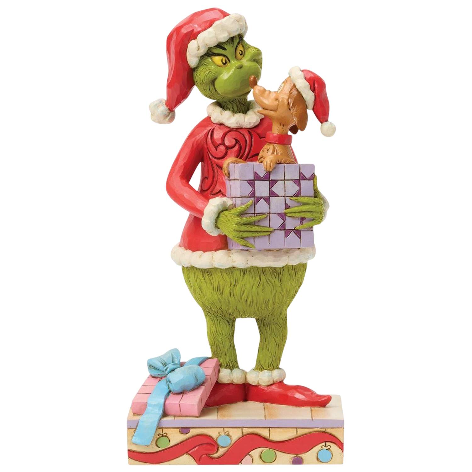 The Grinch - Dr Seuss Grinch Holding Gift With Max - No Box by Jim Shore-1