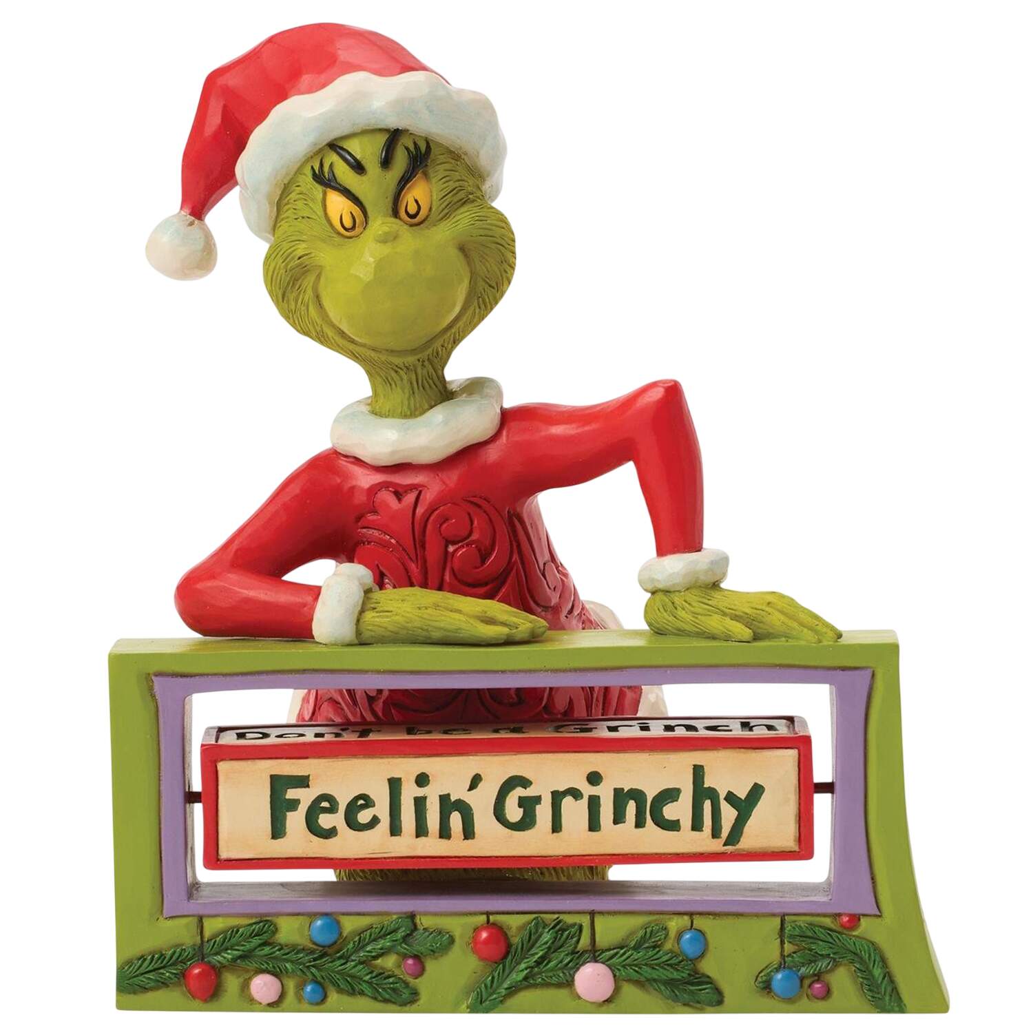 The Grinch - Dr Seuss Grinch With Rotating Messages - Boxed by Jim Shore-2