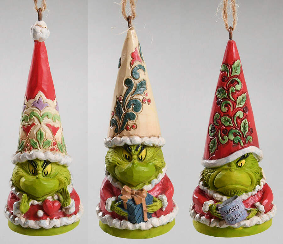 Grinch Ornaments Set Of 3 Grinch Gnomes - Boxed by Jim Shore-1