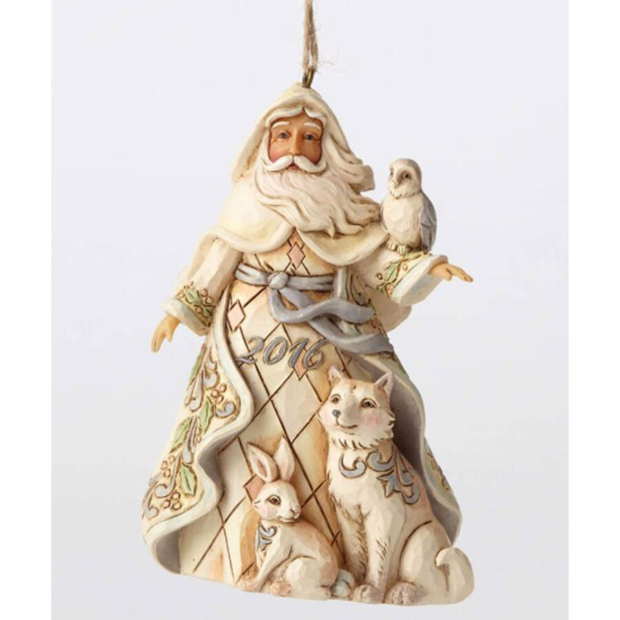 White Woodland Annual Ornaments Santa - With Box by Jim Shore-1
