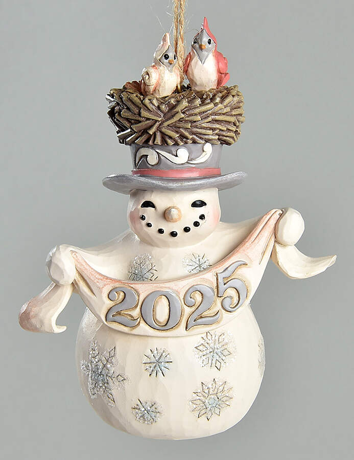 White Woodland Annual Ornaments Snowman  - Boxed by Jim Shore-1