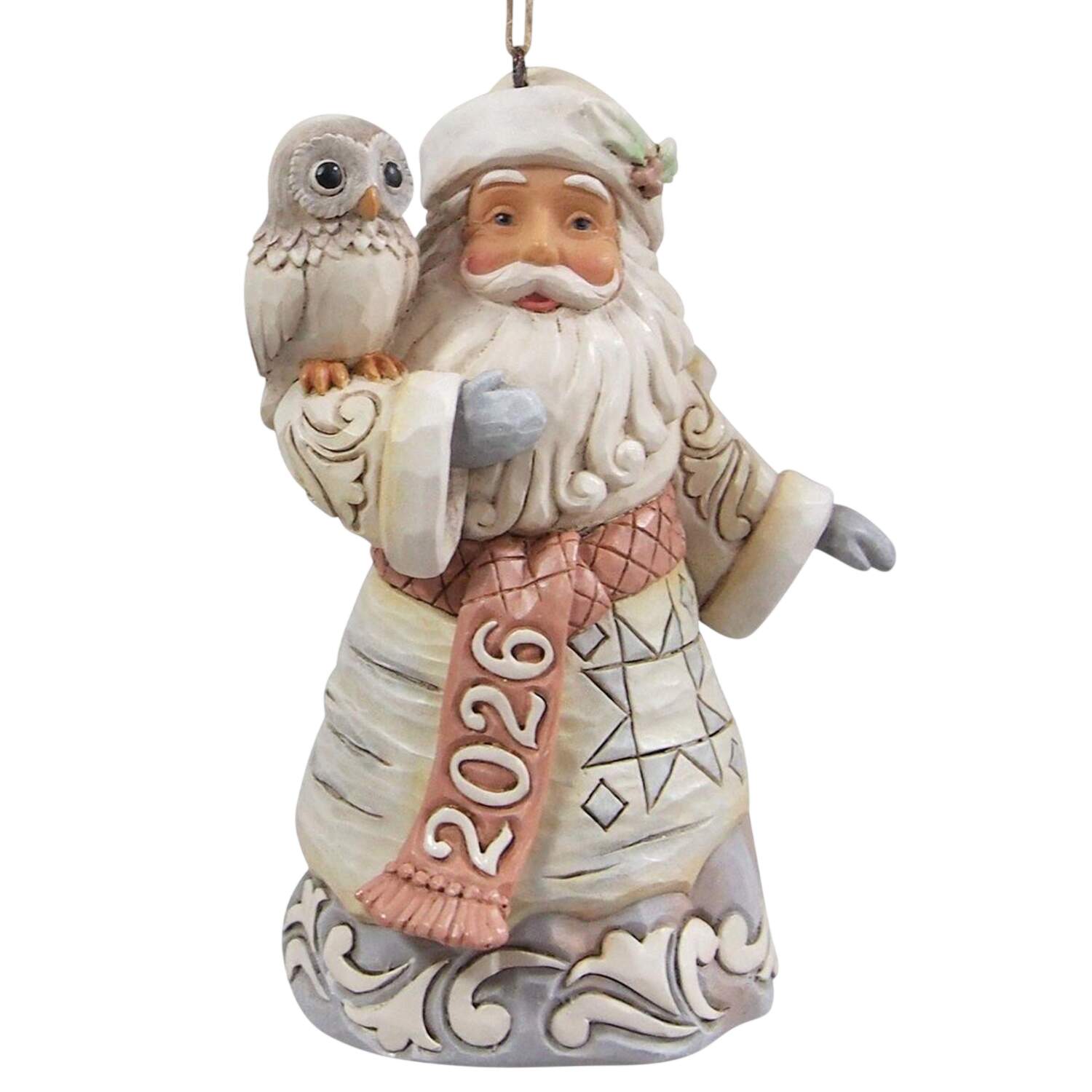 White Woodland Annual Ornaments Santa - No Box by Jim Shore-1