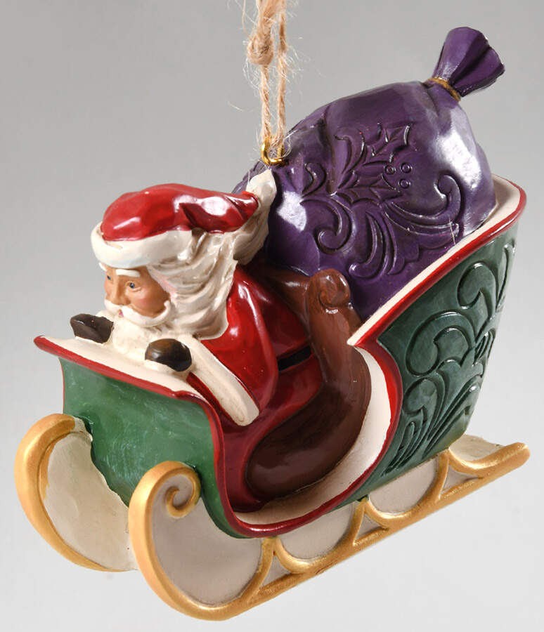 Twas the Night Before Christmas Santa In Sleigh Ornament - Boxed by Jim Shore-1