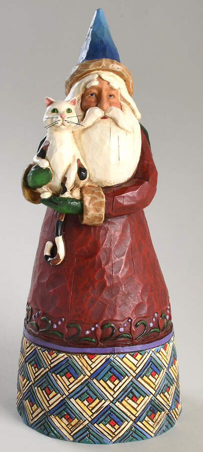 Classic Santas Santa With Cat-Blue/Cream - No Box by Jim Shore-1