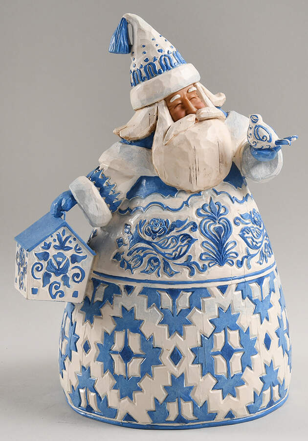 Classic Santas Blue Quilt Santa - Toile - Boxed by Jim Shore-1
