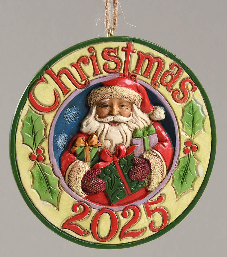 Annual Ornament 2025 - Santa With Gift - No Box by Jim Shore-1