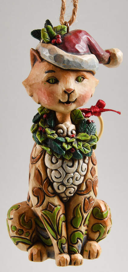 Animal Ornaments Cat With Wreath - Boxed by Jim Shore-1