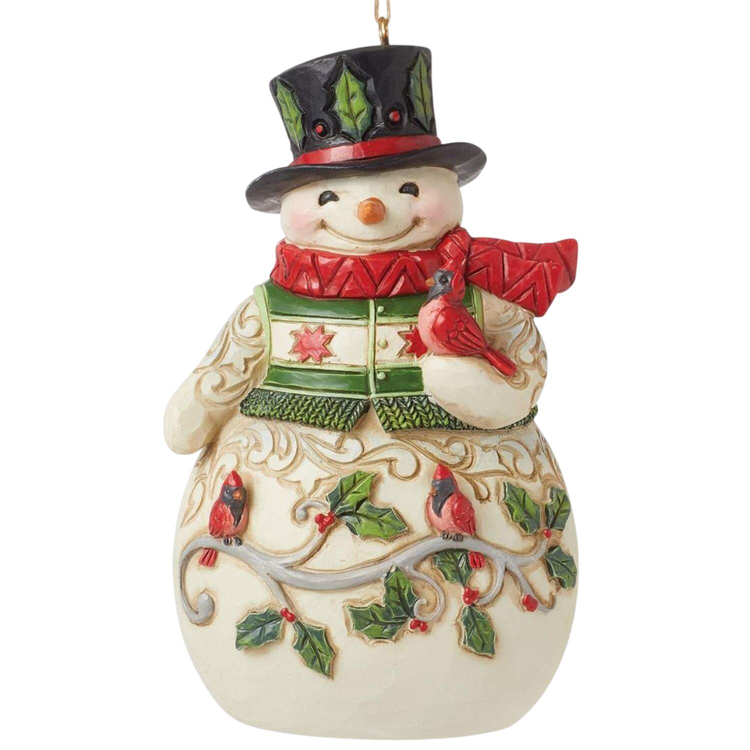 Snowman Ornaments Smiling Snowman With Cardinal - No Box by Jim Shore-1
