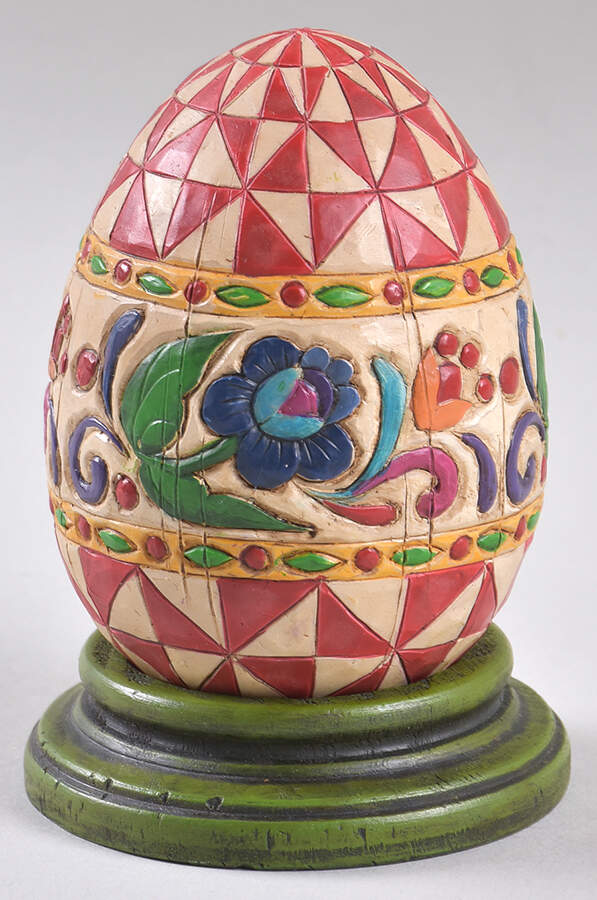 Easter Eggs Red & White Flower Egg With Green Base - Boxed by Jim Shore-1