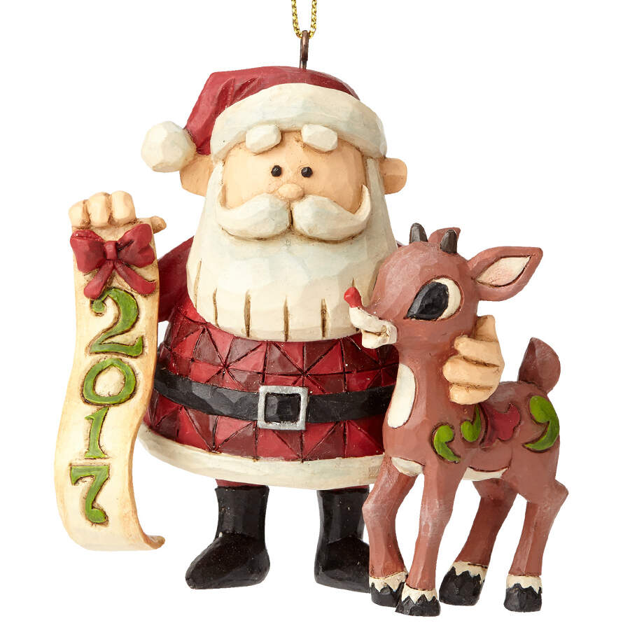 Annual Rudolph Ornaments Santa And Rudolph - No Box by Jim Shore-1