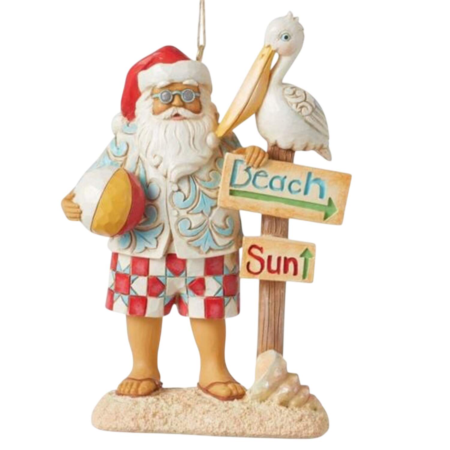 Coastal Christmas Ornaments Santa With Sign  - No Box by Jim Shore-1