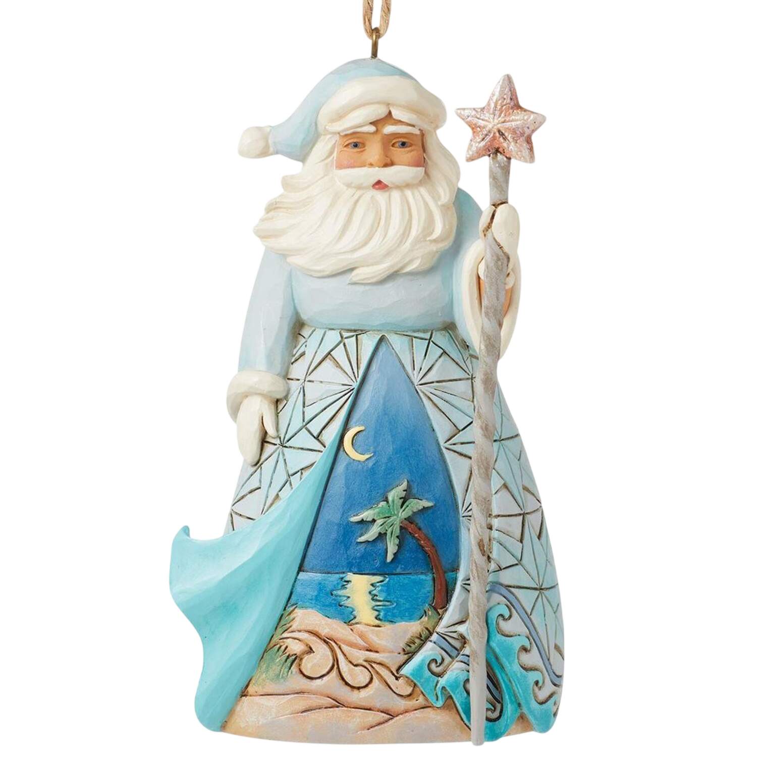 Coastal Christmas Ornaments Santa With Starfish Cane - Boxed by Jim Shore-1