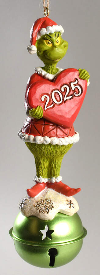 Annual Grinch Ornament Grinch On Bell - Boxed by Jim Shore-1