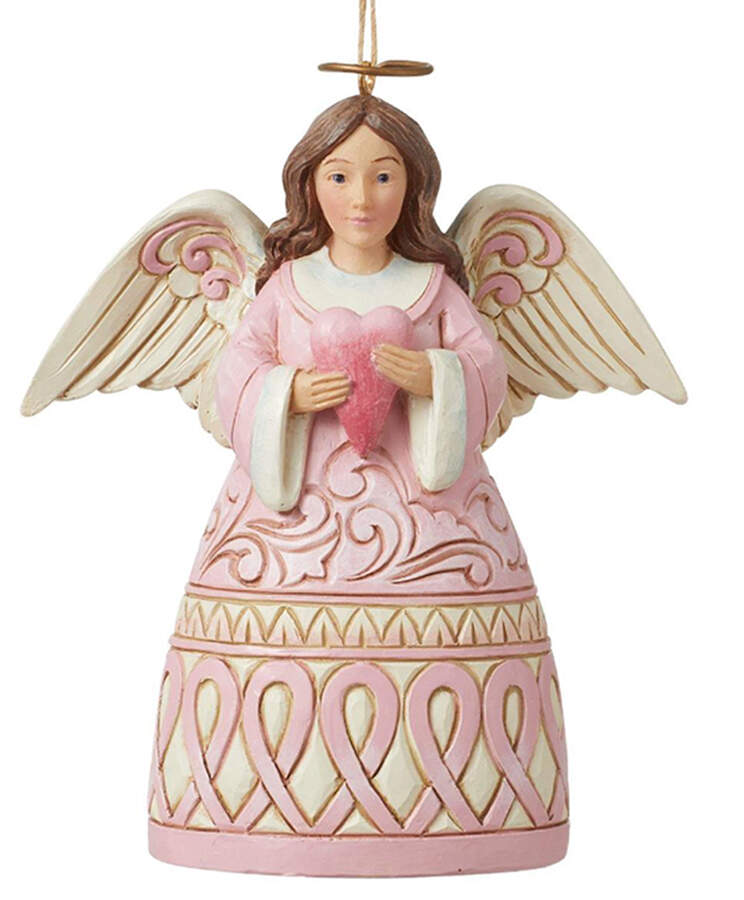 The Rose Breast Cancer Awareness Pink Angel Holding Heart - No Box Nb2023 by Jim Shore-1