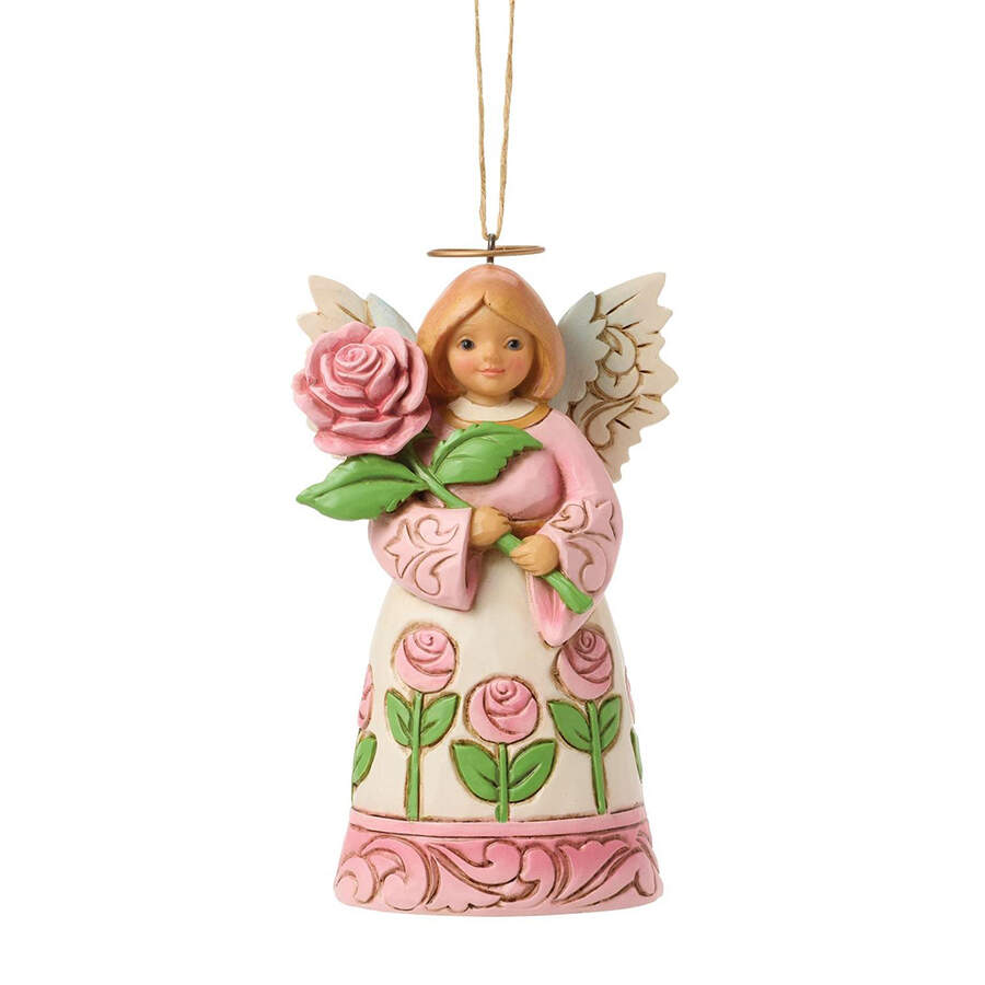 The Rose Breast Cancer Awareness Angel With Rose - With Box Bx2025 by Jim Shore-1