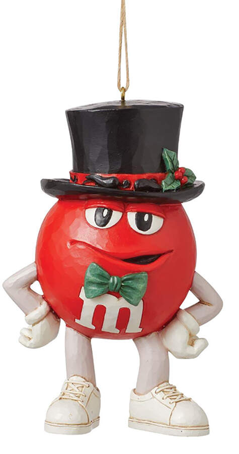 M&M's Christmas Red In Top Hat Ornament - Boxed by Jim Shore-1