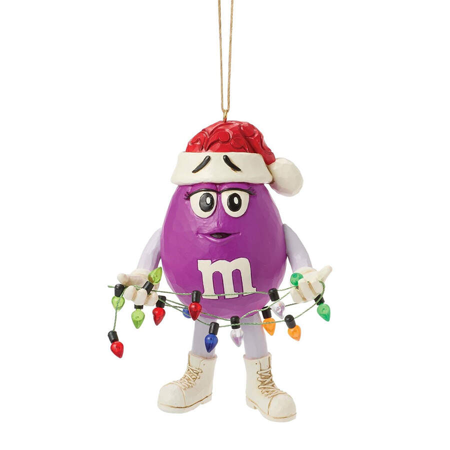 M&M's Christmas Purple With Lights Ornament - Boxed by Jim Shore-1