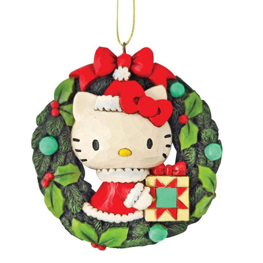 Hello Kitty-Sanrio Ornaments Hello Kitty In Wreath - No Box by Jim Shore-1
