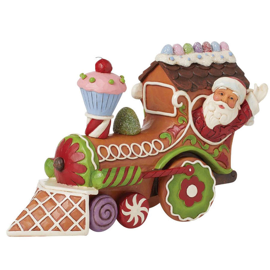 Gingerbread Christmas Collection Santa's On His Way - Train Engine - Boxed by Jim Shore-1
