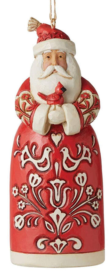 Nordic Noel Ornaments Santa Holding Cardinal - Boxed by Jim Shore-1