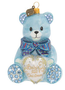 Baby's First Christmas Baby's 1 St Christmas Blue Teddy - Boxed by Jay Strongwater-1