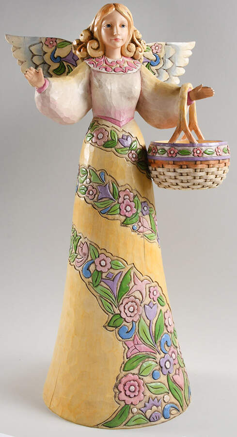 Garden Statues Angel With Basket Garden Statue - Boxed by Jim Shore-1