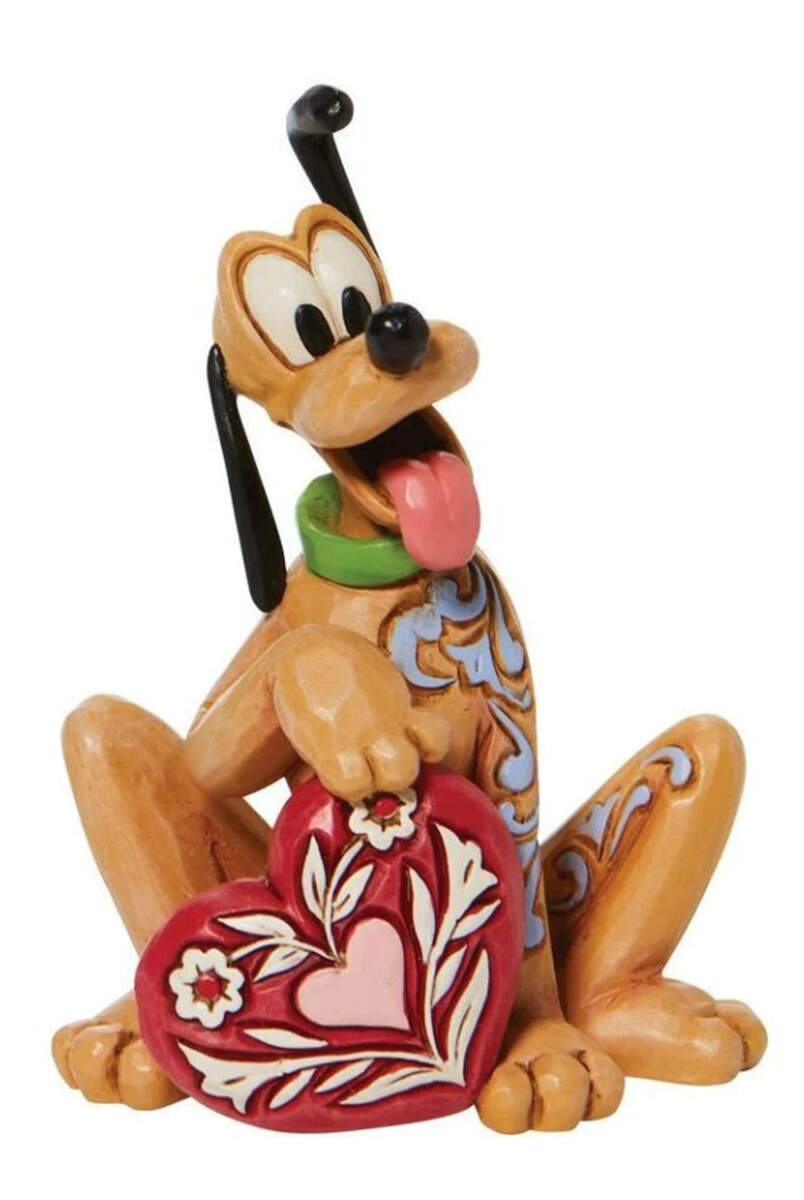 Mickey & Friends Valentine's Pluto Holding Heart - Boxed by Jim Shore-1