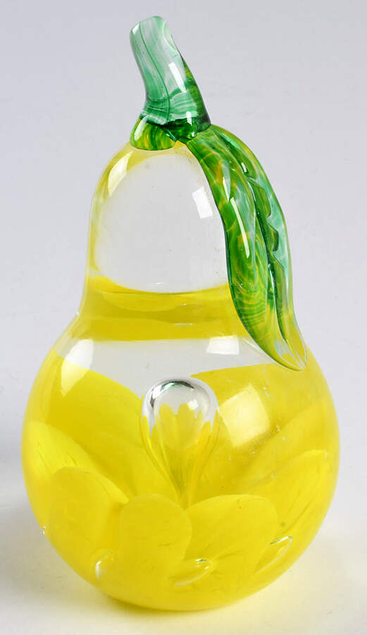 Paperweight By Joe St. Clair Pear With Yellow - No Box by Joe St. Clair Glass-1
