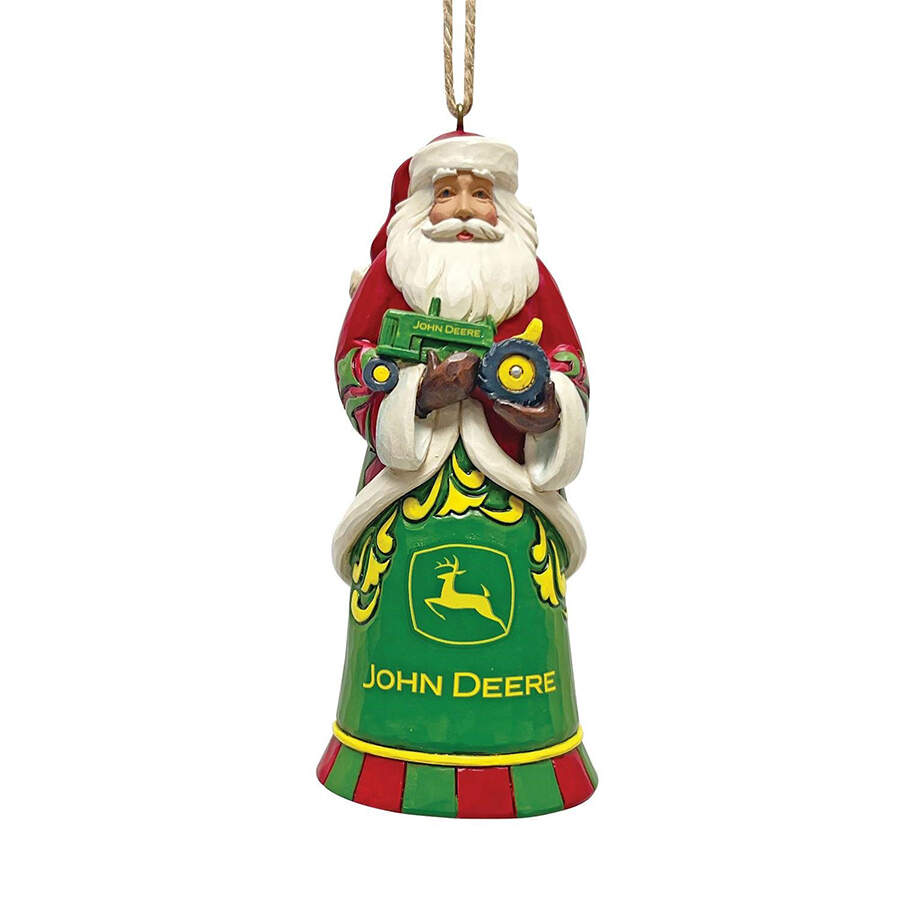 John Deere Christmas Santa With Tractor Ornament - Boxed by Jim Shore-1