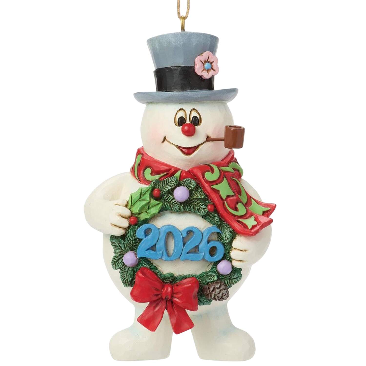 Annual Frosty Ornament Frosty With Wreath - Boxed by Jim Shore-1