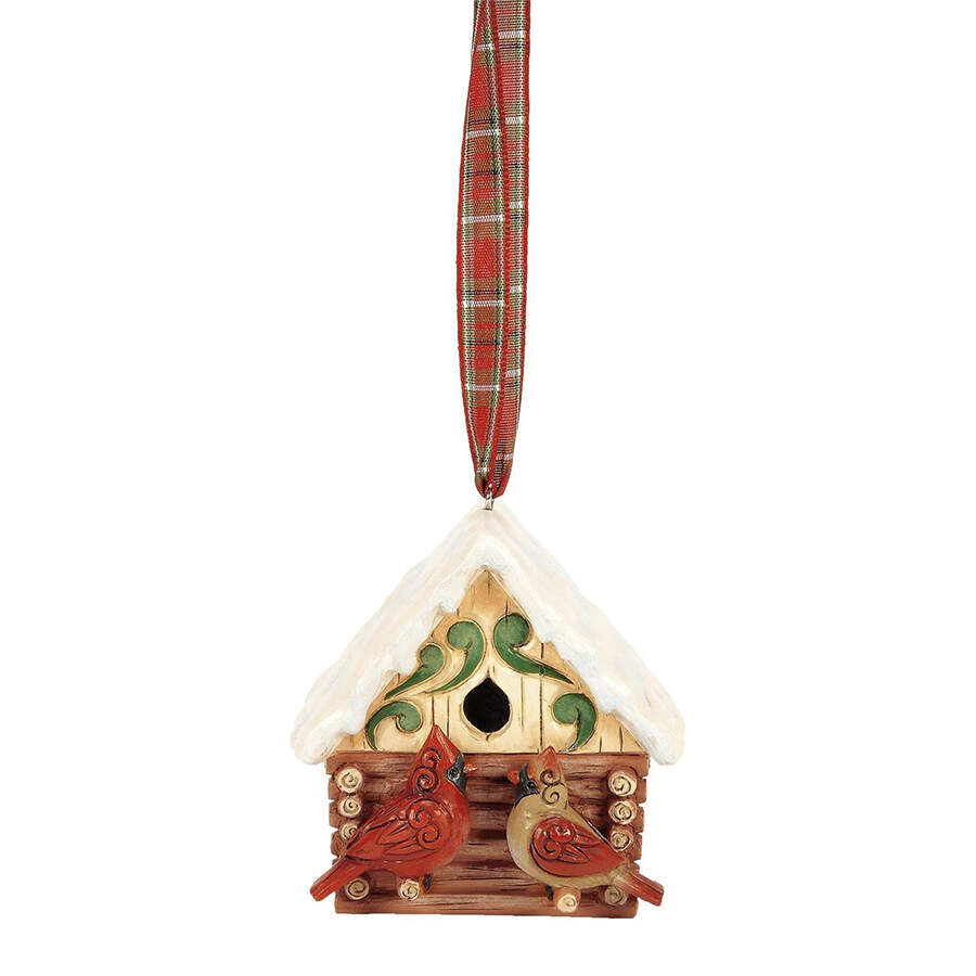 Christmas at the Lodge Cabin Birdhouse Ornament - Boxed by Jim Shore-1
