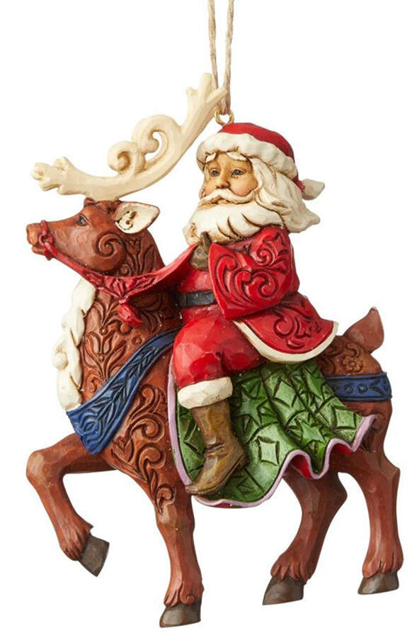 Santa Ornaments Santa Riding Reindeer  - Boxed by Jim Shore-1