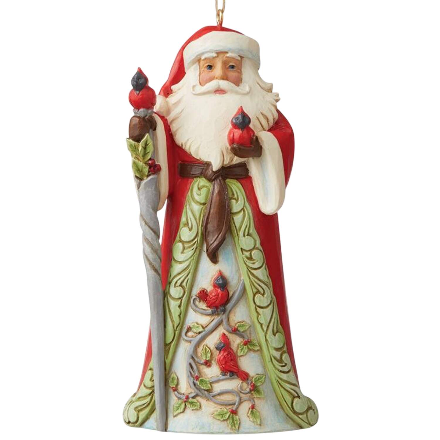 Santa Ornaments Santa With Cardinals  - Boxed by Jim Shore-1