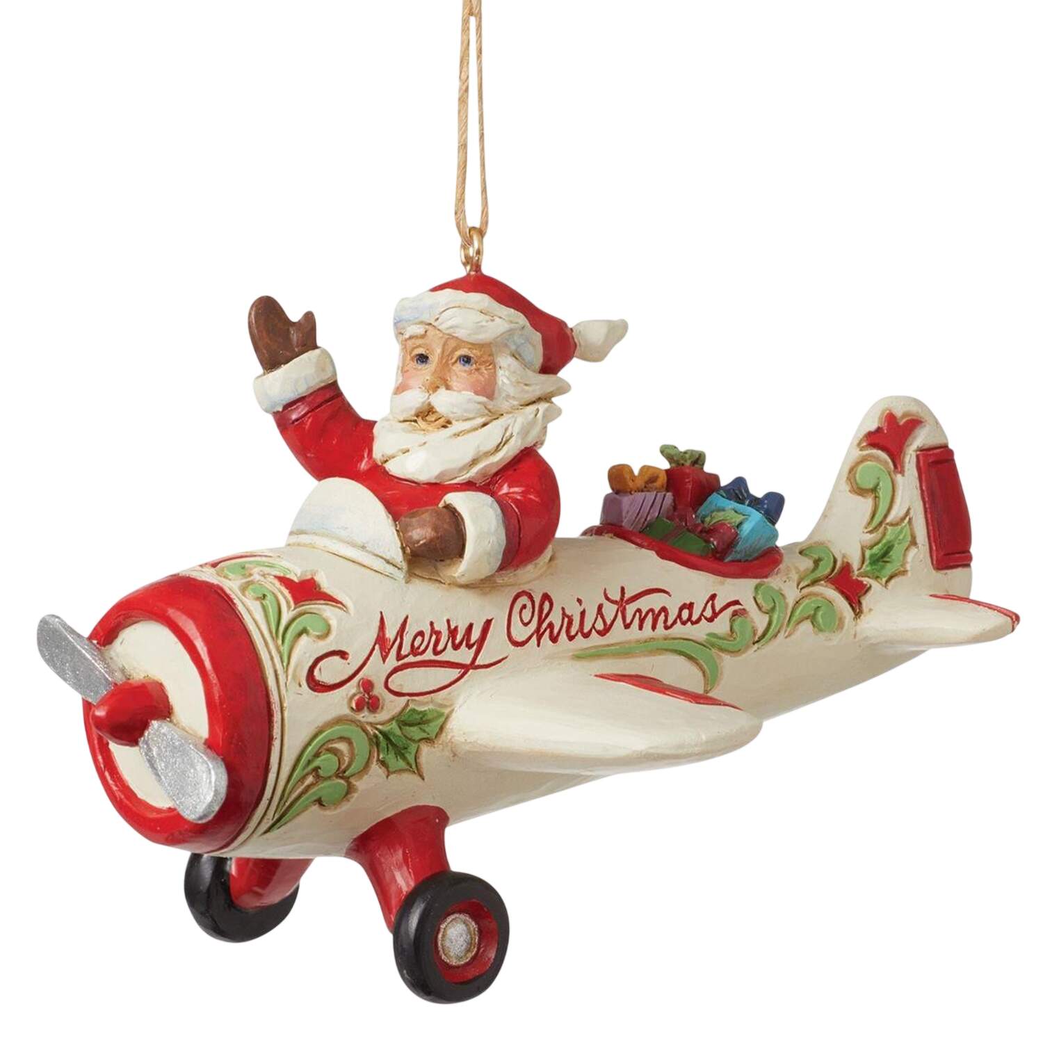 Santa Ornaments Santa In Airplane  - Boxed by Jim Shore-1