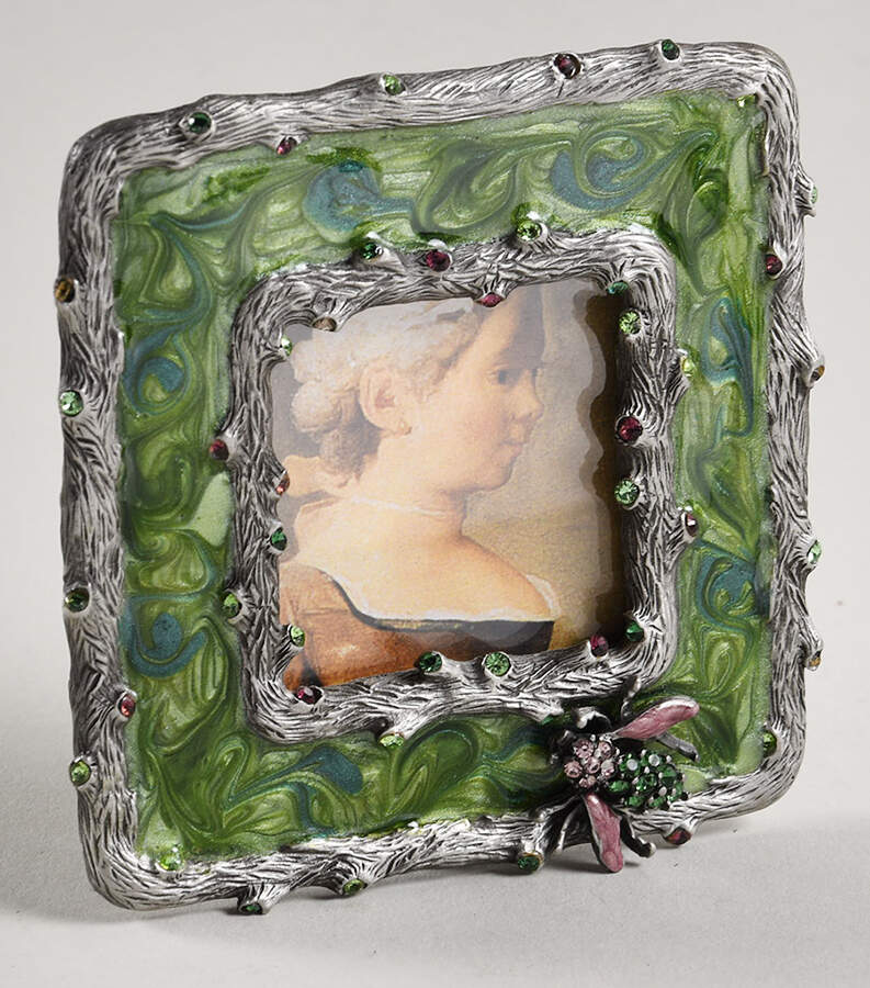 Mini Picture Frames Green Marbled Enamel,Bee - No Box by Jay Strongwater-1