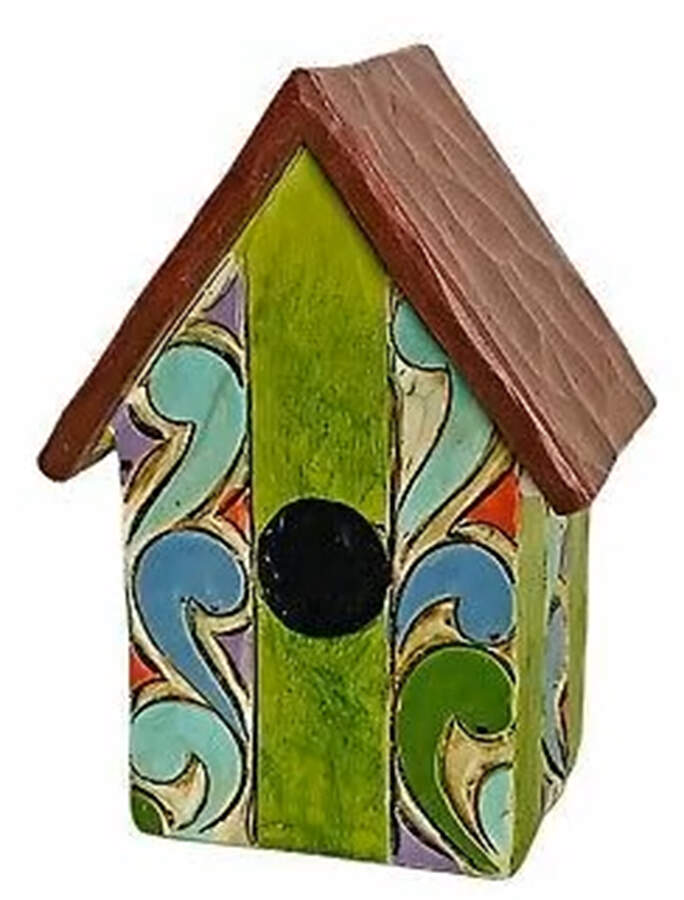 Garden Bird Minis Mini Striped Birdhouse - Boxed by Jim Shore-1