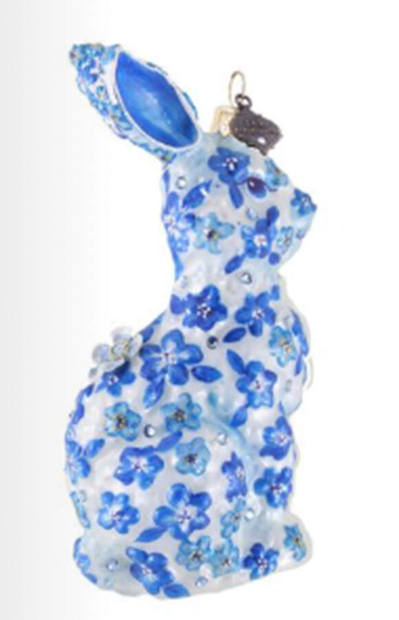 Delft Garden Ornament Collection Blue Floral Hopper - No Box by Jay Strongwater-1