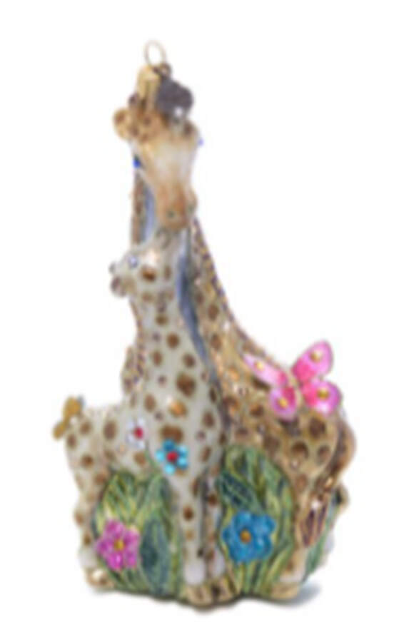 Holiday Ornament Collection Mom And Baby Giraffe - Boxed by Jay Strongwater-1