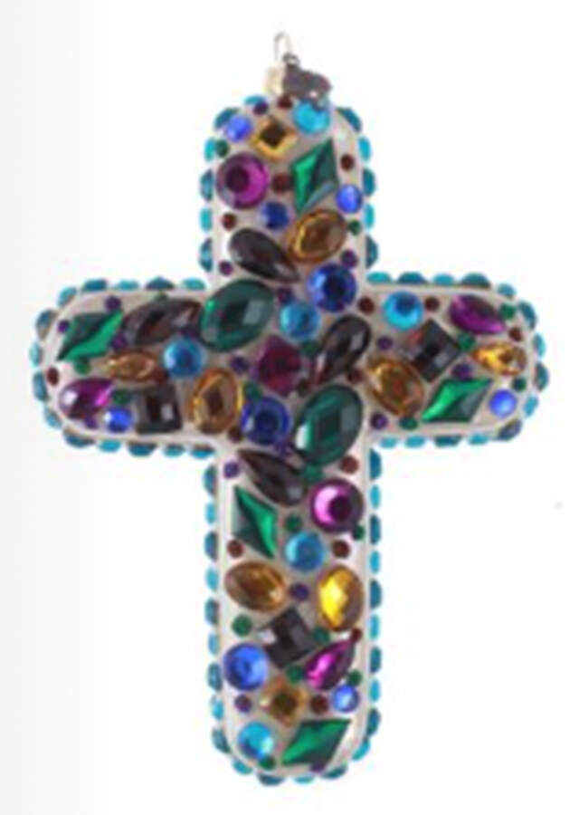 Peacock Ornament Collection Bejeweled Cross - Boxed by Jay Strongwater-1