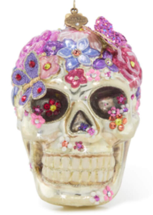 Peony Ornament Collection Floral Skull - With Box by Jay Strongwater-1