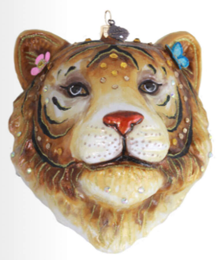 Safari Ornament Collection Crowned Ember (Tiger Head) - Boxed by Jay Strongwater-1