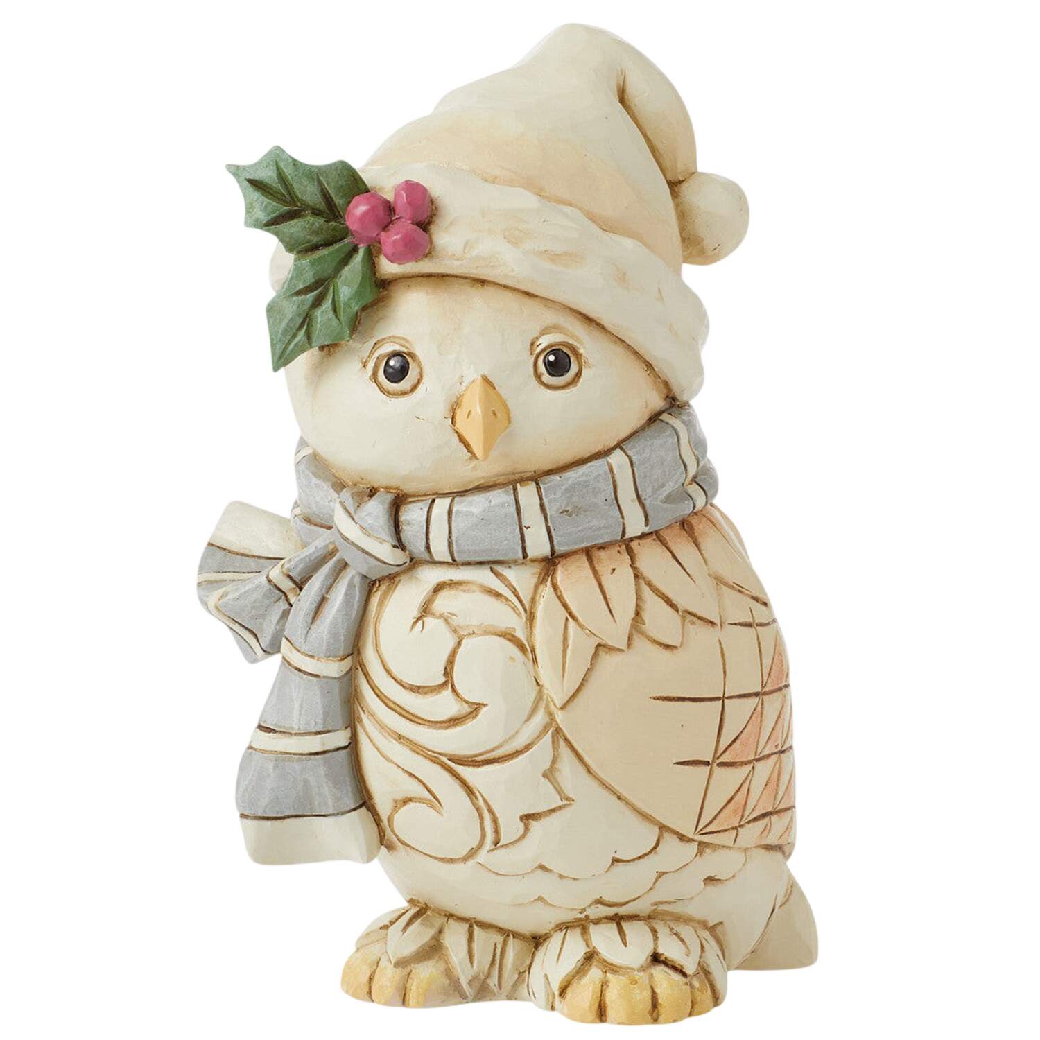 White Woodland Animals Owl With Scarf - Boxed by Jim Shore-1