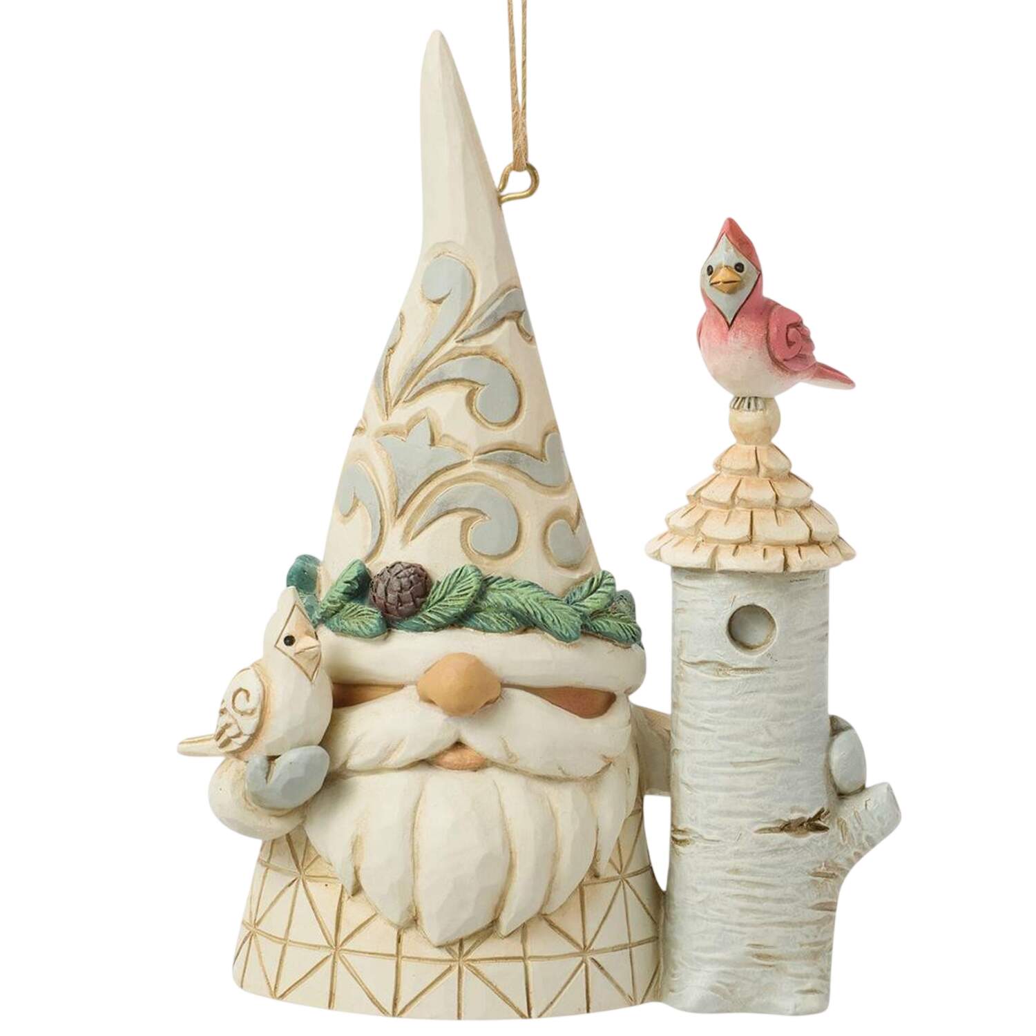 White Woodland Ornaments Gnome With Birdhouse - Boxed by Jim Shore-1