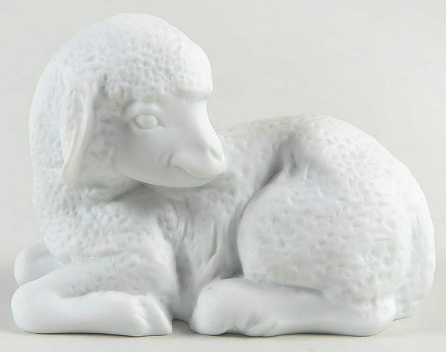 Farm Animals Lying Lamb (White Bisque) - Boxed by Kaiser-1